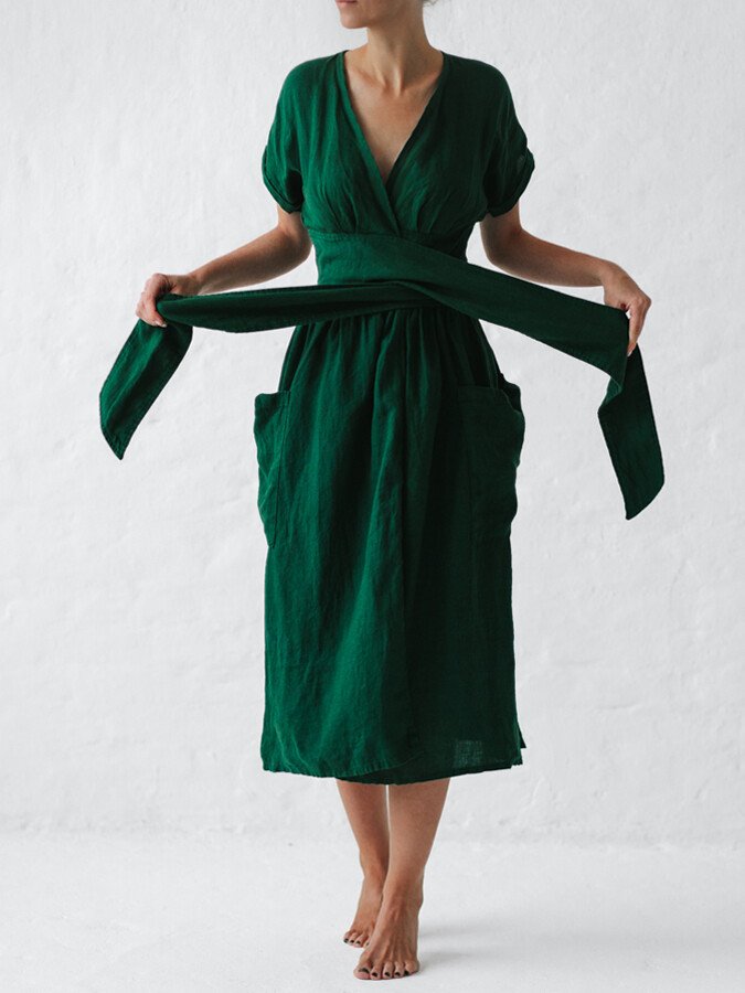 Atmungsaktives Wickelkleid Damen mit Bindegürtel - Léonie 5
