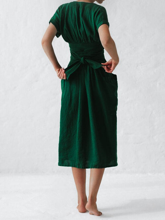Atmungsaktives Wickelkleid Damen mit Bindegürtel - Léonie 6