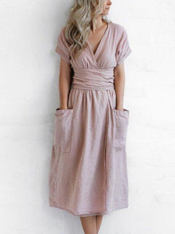 Atmungsaktives Wickelkleid Damen mit Bindegürtel - Léonie 8