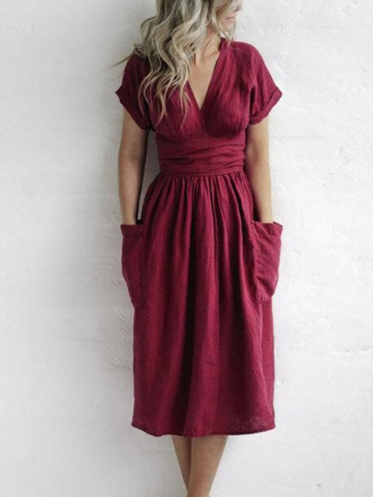 Atmungsaktives Wickelkleid Damen mit Bindegürtel - Léonie 9