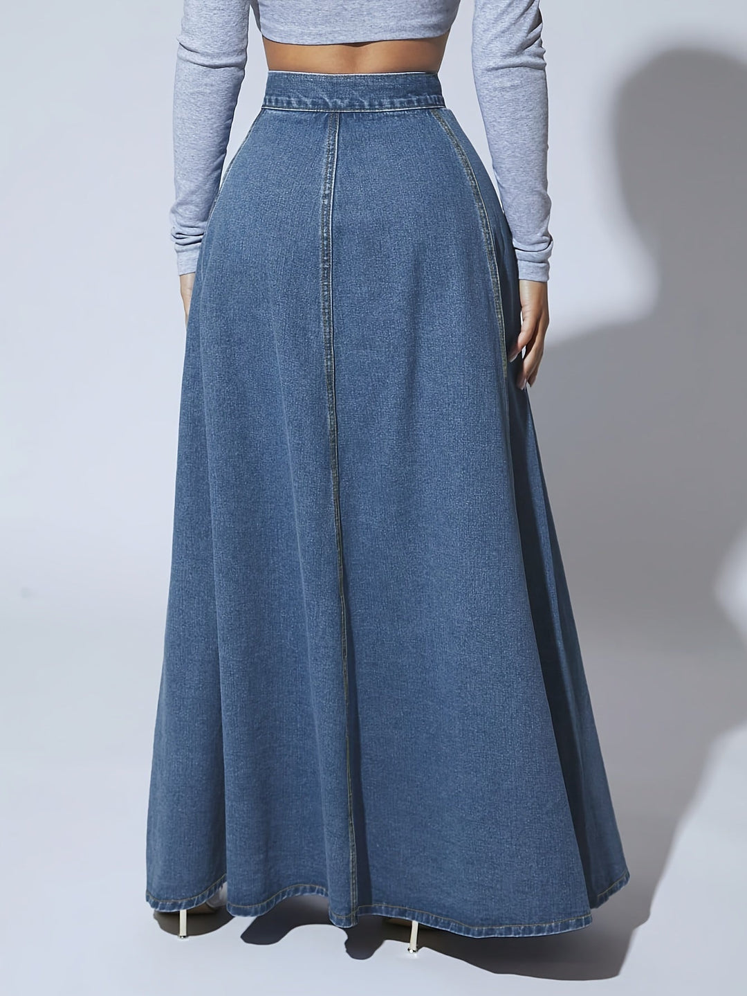 Ausgestellter Maxi-Jeansrock Damen mit Hoher Taille - Melina