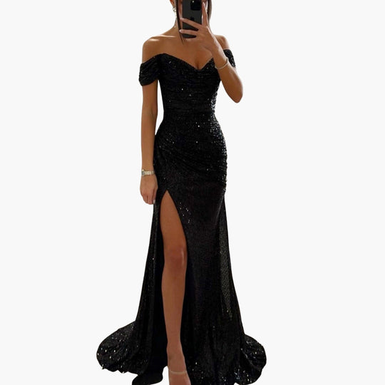Avondjurk Dames | Off-Shoulder Pailletten & Glamoureus Silhouet