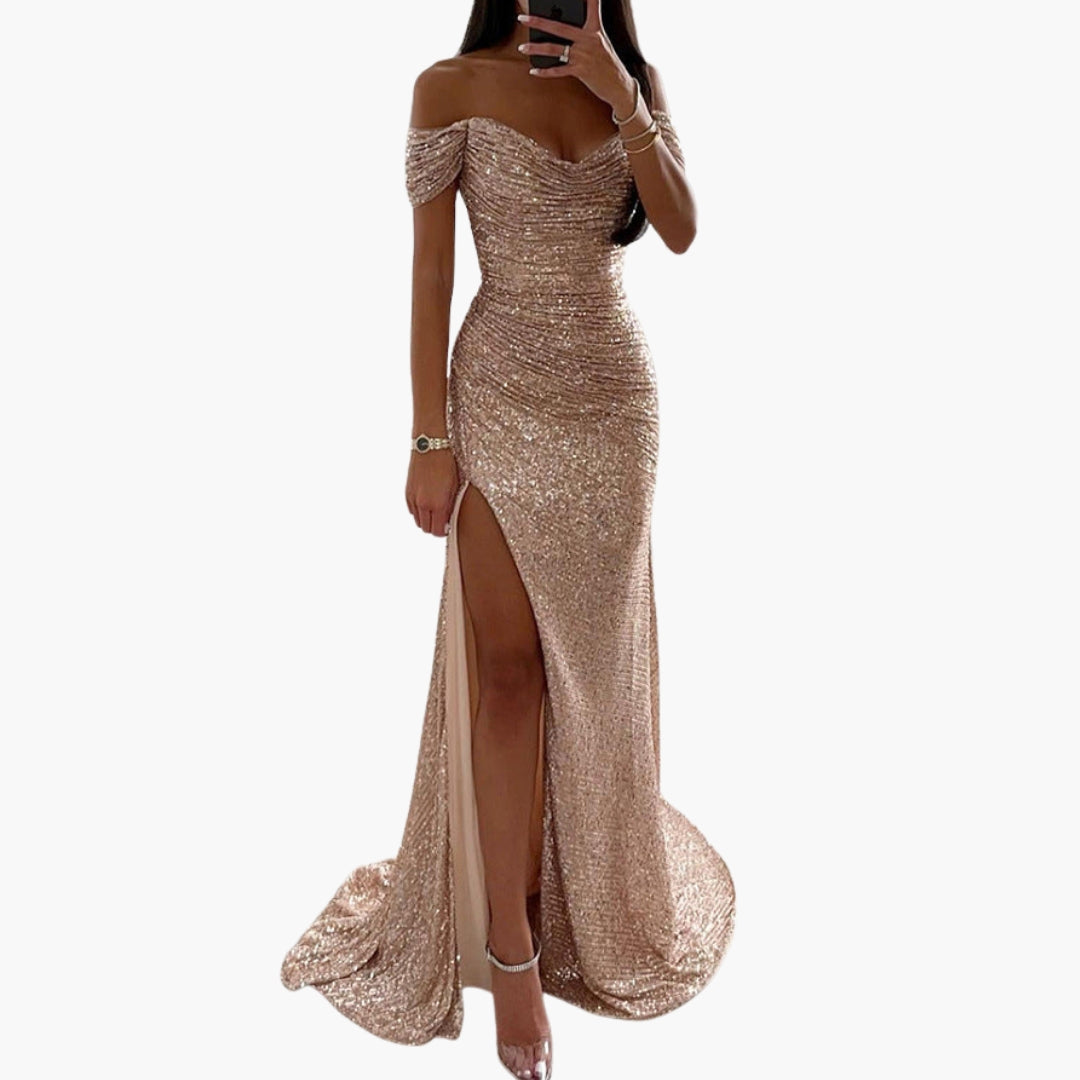 Avondjurk Dames | Off-Shoulder Pailletten & Glamoureus Silhouet