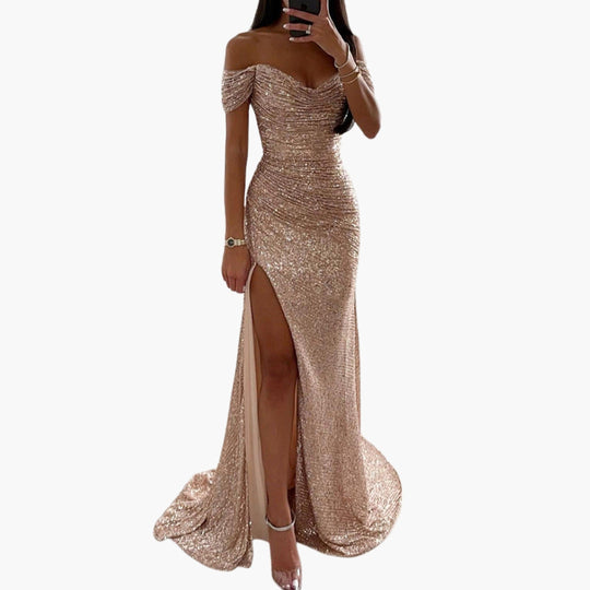 Avondjurk Dames | Off-Shoulder Pailletten & Glamoureus Silhouet
