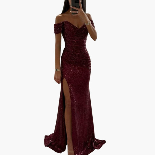 Avondjurk Dames | Off-Shoulder Pailletten & Glamoureus Silhouet