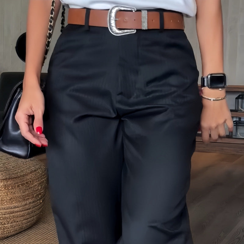 Damen Anzughose Hohe Taille Figurbetont Business Hose 3