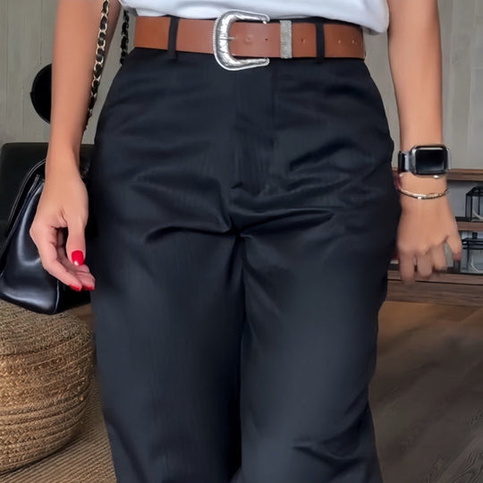 Damen Anzughose Hohe Taille Figurbetont Business Hose 3
