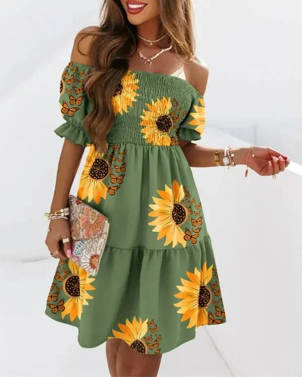 Bedrucktes Off-Shoulder-Mini-Sommerkleid Damen - Matilda 4