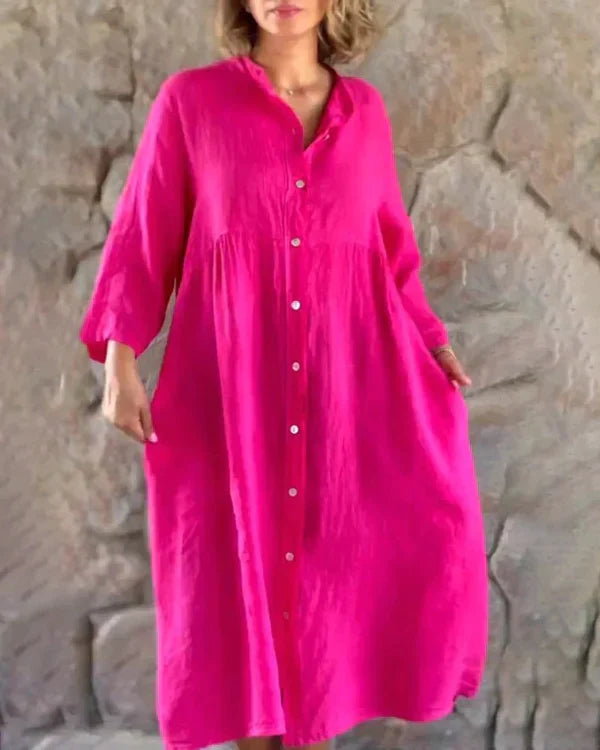 Bequemes Midi-Hemdblusenkleid Damen mit Knöpfen - Emma – Bild 10