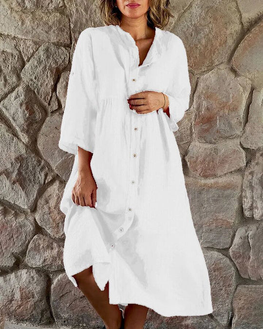 Bequemes Midi-Hemdblusenkleid Damen mit Knöpfen - Emma – Bild 6