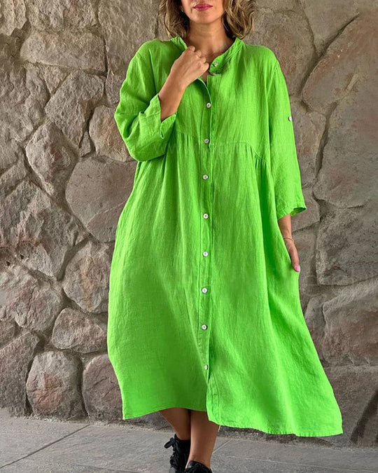 Bequemes Midi-Hemdblusenkleid Damen mit Knöpfen - Emma – Bild 8