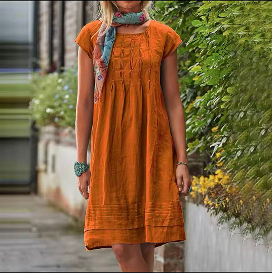 Bequemes Mini-Sommerkleid Damen mit Kurzen Ärmeln - Anna