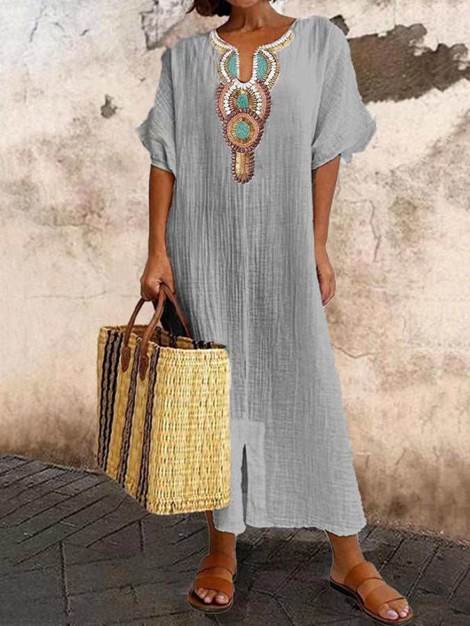 Besticktes Kaftan-Maxi-Sommerkleid Damen - Nadiska 3