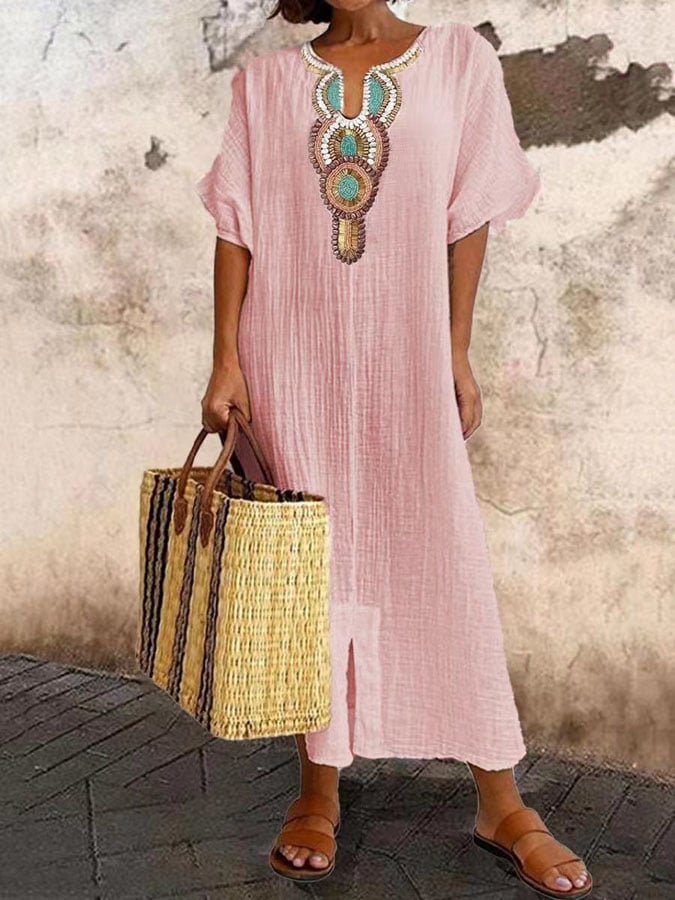 Besticktes Kaftan-Maxi-Sommerkleid Damen - Nadiska 6
