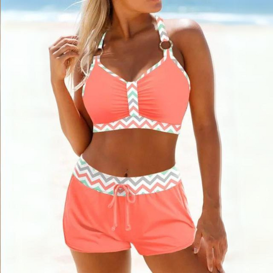 Bikini Set Dames | High Waist Shorts & Maritiem Streepdesign