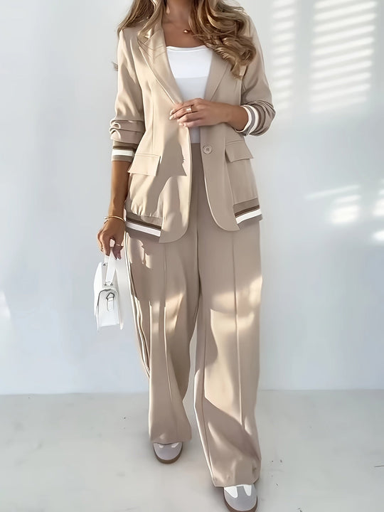 Blazer-Hosenanzug Damen | Rippstruktur & Weite Passform 2