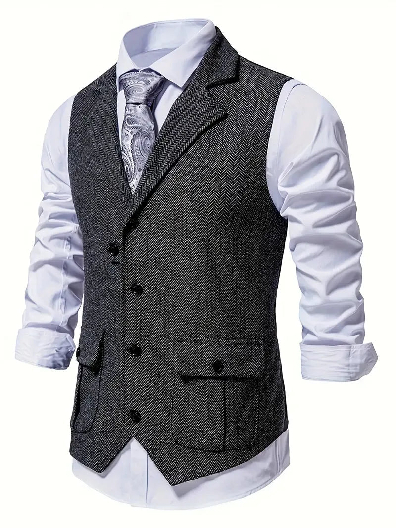 Blazer Heren | Klassiek Visgraatpatroon & Warme Uitstraling