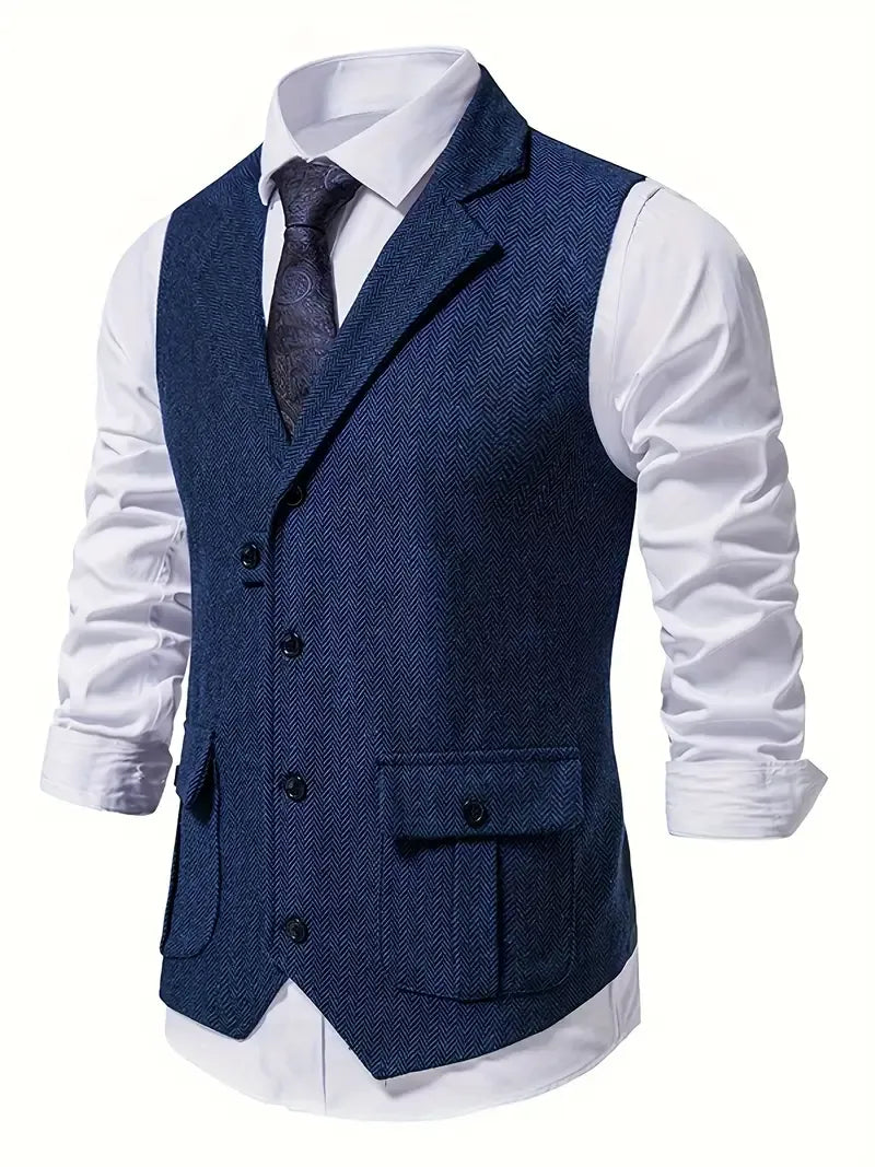 Blazer Heren | Klassiek Visgraatpatroon & Warme Uitstraling