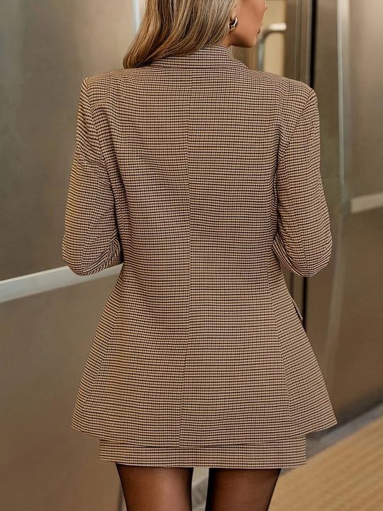 Blazer-Set Damen | Passender Rock & Raffiniertes Karo-Design 4