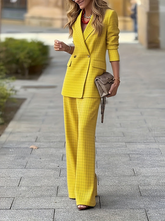 Tweedelige Set - Dubbelgeknoopte Blazer & Vrije Beweging 1