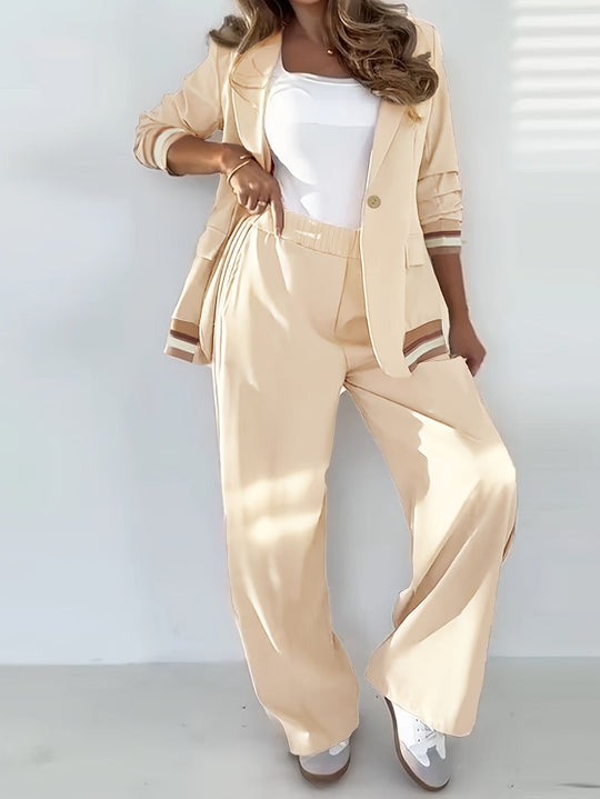 Blazer En Broek Set - Geribbelde Textuur En Structuur 3
