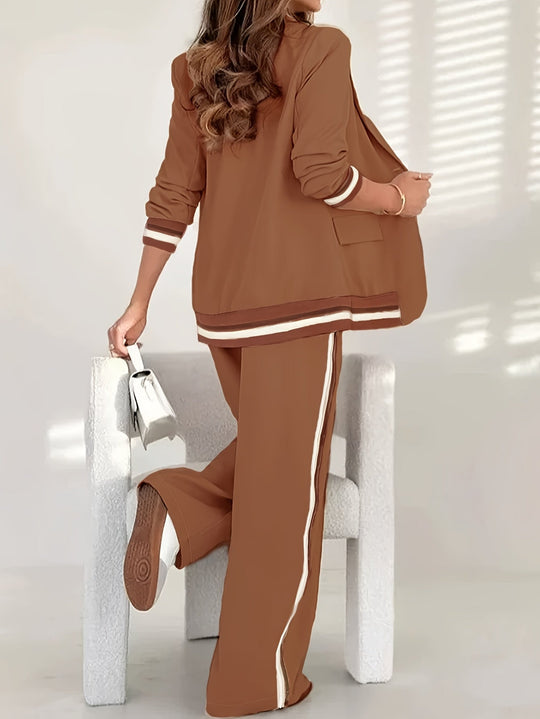 Blazer En Broek Set - Geribbelde Textuur En Structuur 8