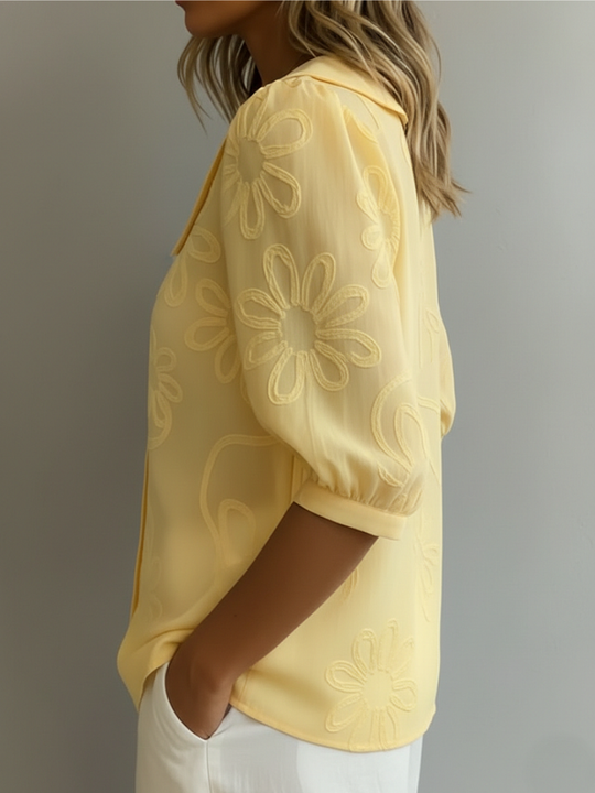 Blouse Dames | Bloemen Borduursel & Comfortabele Pasvorm