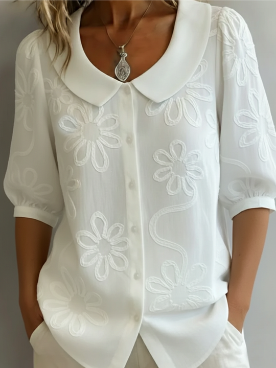 Blouse Dames | Bloemen Borduursel & Comfortabele Pasvorm