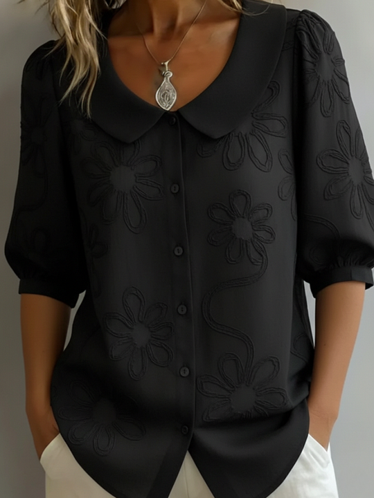 Blouse Dames | Bloemen Borduursel & Comfortabele Pasvorm