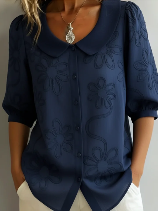 Blouse Dames | Bloemen Borduursel & Comfortabele Pasvorm