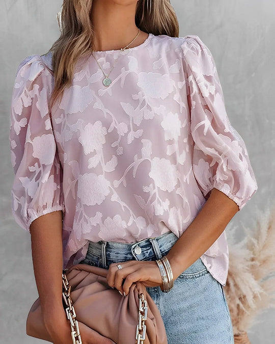 Blouse Dames | Bloemenpatroon & Pofmouwen
