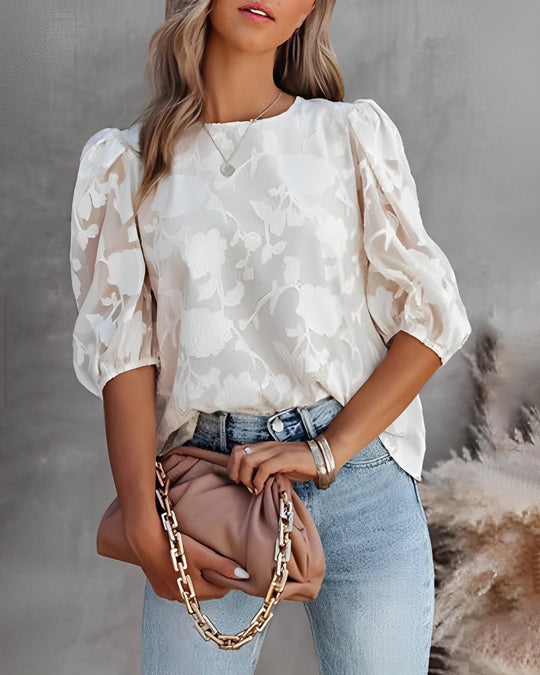 Blouse Dames | Bloemenpatroon & Pofmouwen