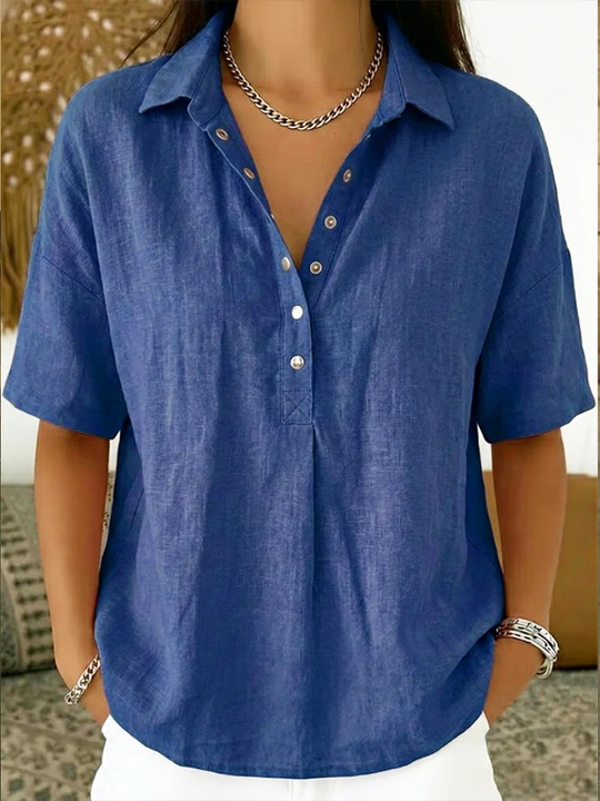 Blouse Dames | Casual Chic met Kraag & Knoopdetail