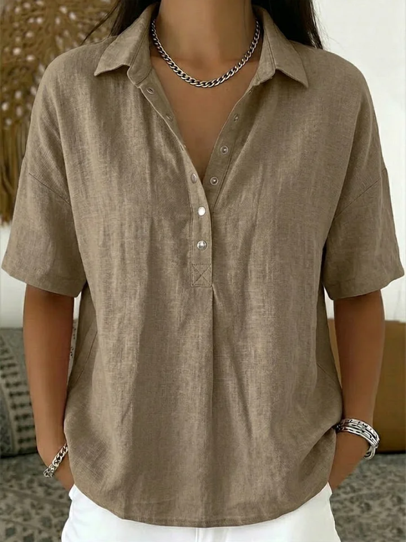 Blouse Dames | Casual Chic met Kraag & Knoopdetail
