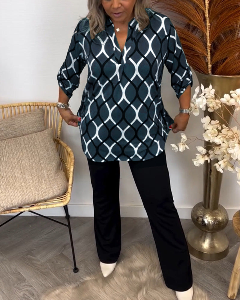 Blouse Dames | Grafische Print & Losse Comfortabele Pasvorm