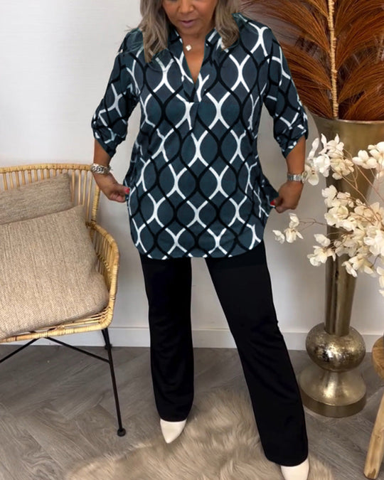 Blouse Dames | Grafische Print & Losse Comfortabele Pasvorm