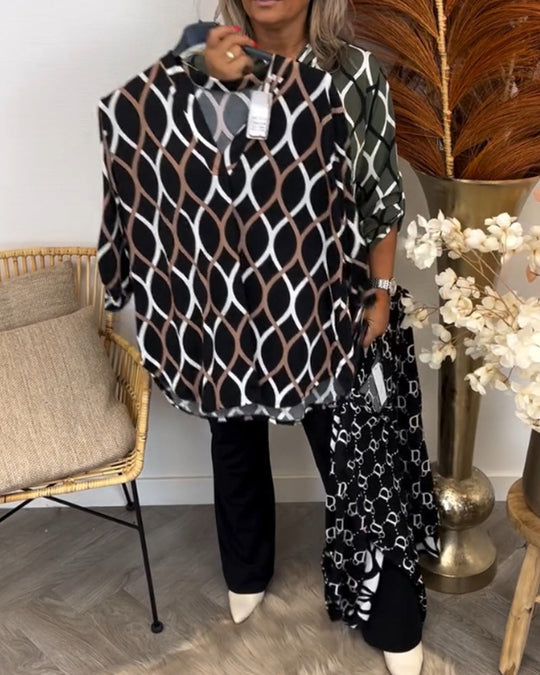 Blouse Dames | Grafische Print & Losse Comfortabele Pasvorm