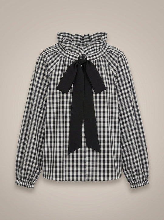 Blouse Dames | Hoge Kraag & Strikdetail