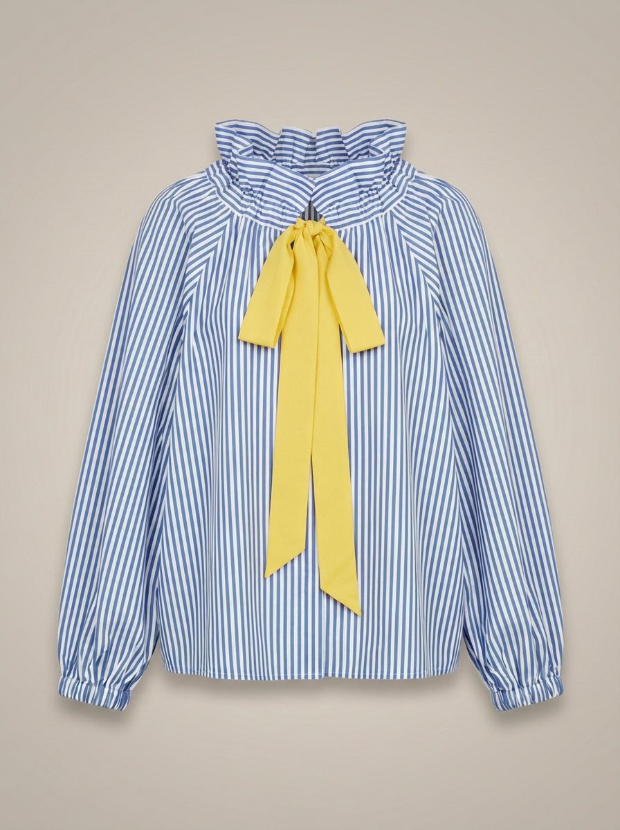 Blouse Dames | Hoge Kraag & Strikdetail