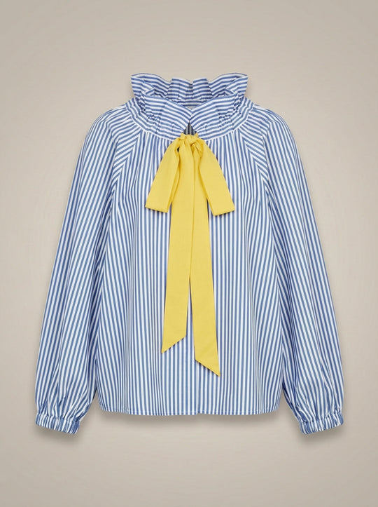 Blouse Dames | Hoge Kraag & Strikdetail