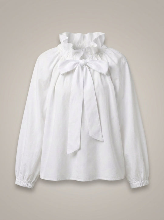 Blouse Dames | Hoge Kraag & Strikdetail