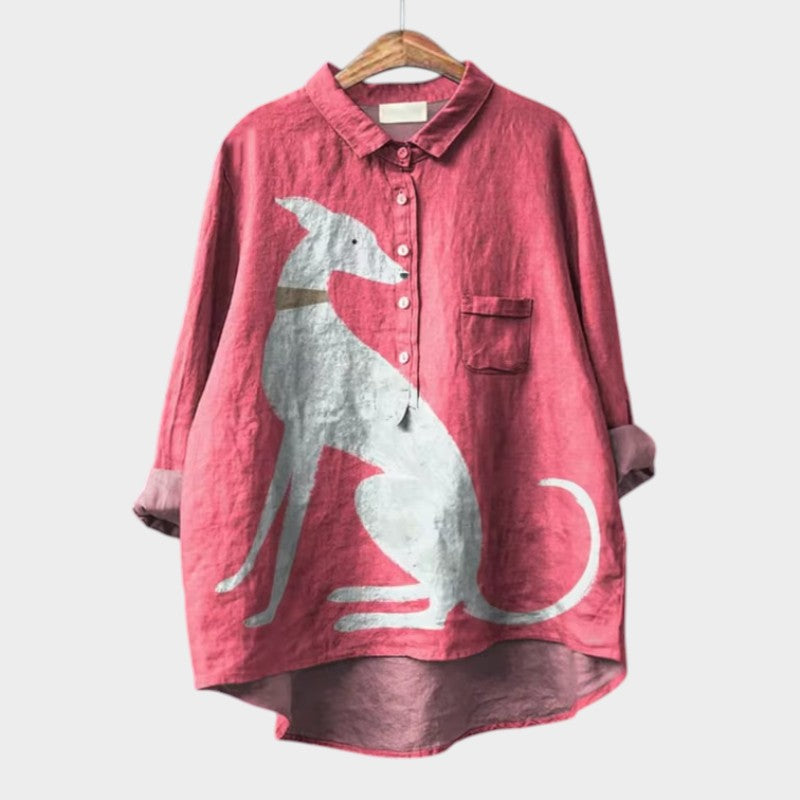 Blouse Dames | Speelse Hondprint & Oversized Pasvorm