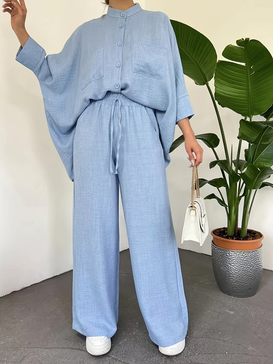 Blouse Set – Batwing Mouwen & Comfortabele Wijde Pasvorm