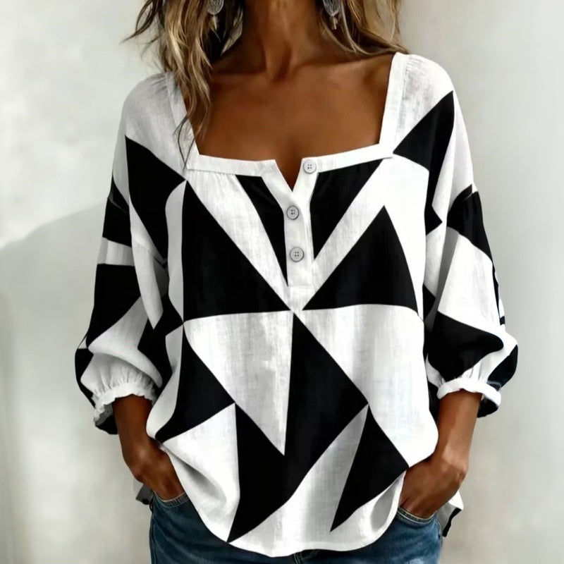 Bluse Damen | Lockere Passform & Geometrisches Print