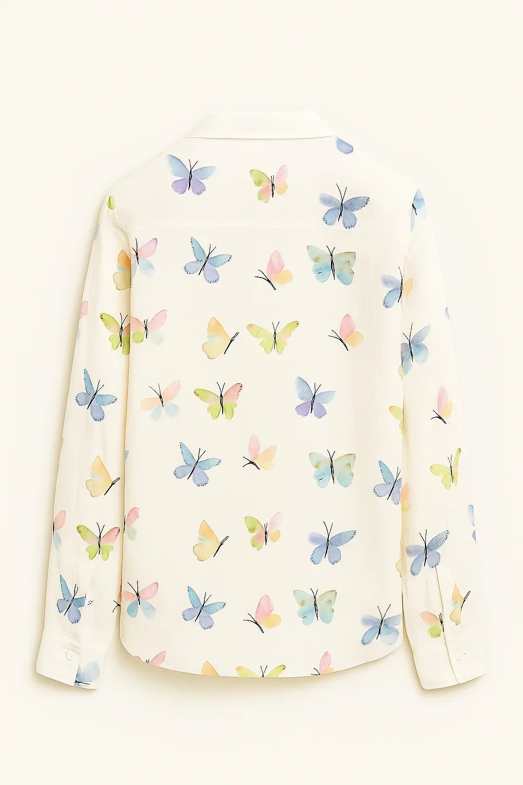 Vlinderprint Knopshirt - Casual Lange Mouwen & Knopsluiting