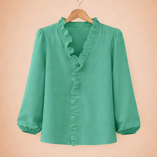 Dames rimpel v-hals blouse Jelle Jora Mode