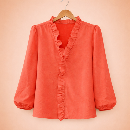 Dames rimpel v-hals blouse Jelle Jora Mode