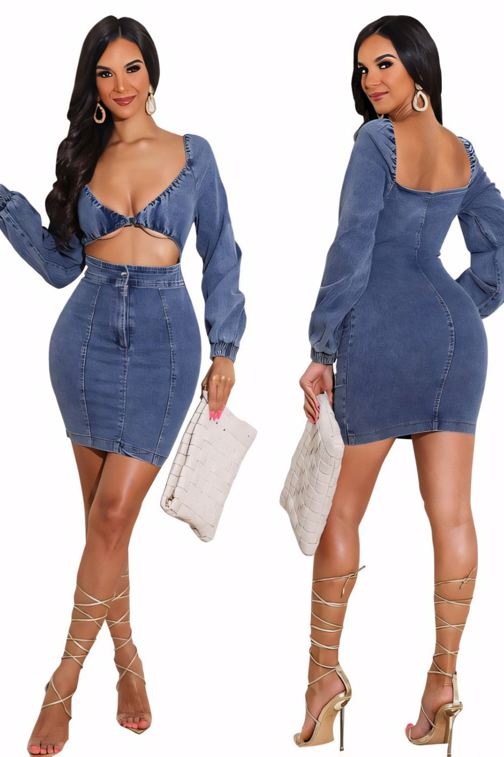 Bodycon-Mini-Jeanskleid Damen - Sorrelia