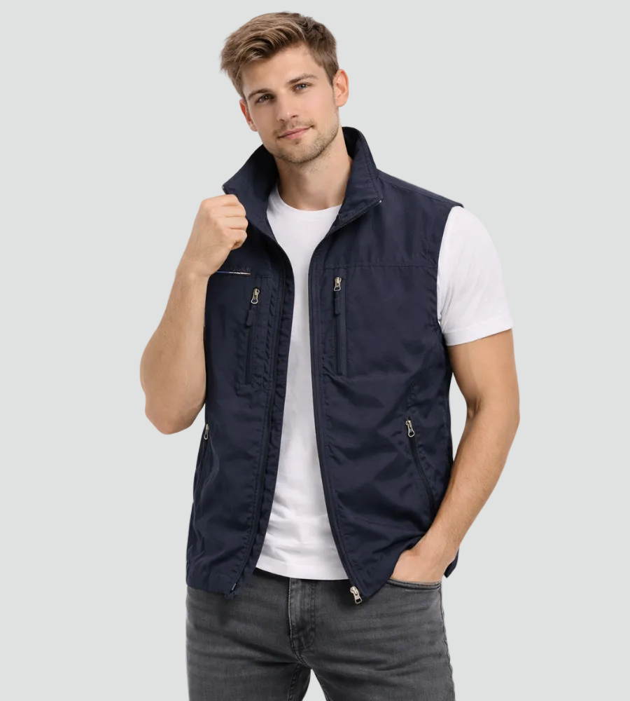 Bodywarmer Heren Rits Opstaande Kraag Outdoor Vest 1