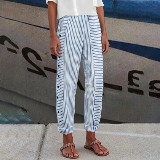 Broek Dames | Gestreept Design & Elastische Tailleband